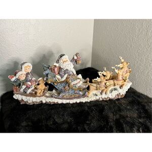 Kirklands Christmas Santa sleigh‎ reindeer sparkle